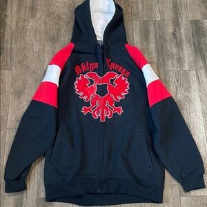 New with tags Y2K Brooklyn Xpress Black and Red Zip-Up Hoodie with Graphic